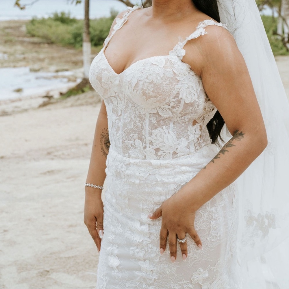 Exquisite Ivory Lace Wedding Gown with matching Veil